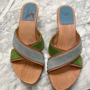 Coach Light Blue and Green Sandal with Heel